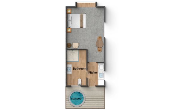 Queen Studio with Spa floor plan