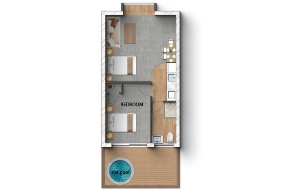 Family 1-Bedroom Apartment with Spa floor plan